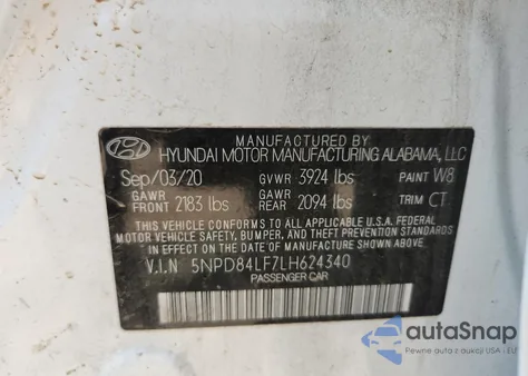 2020 Hyundai Elantra Sel из США, поврежденный, VIN 5NPD84LF7LH624340